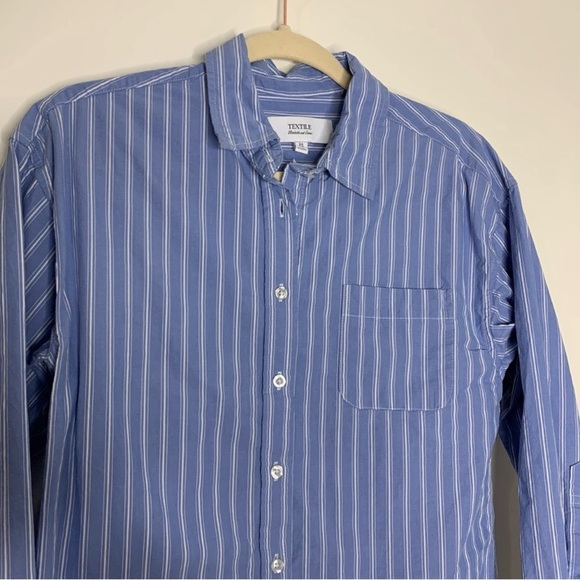 Elizabeth and James Textile classic blue striped button down shirt XS - Picture 2 of 5